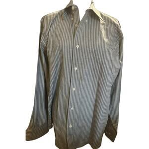 Croft & Barrow Classic Fit, Button-Down Gray and White Shirt, Size 16.5, 34/35